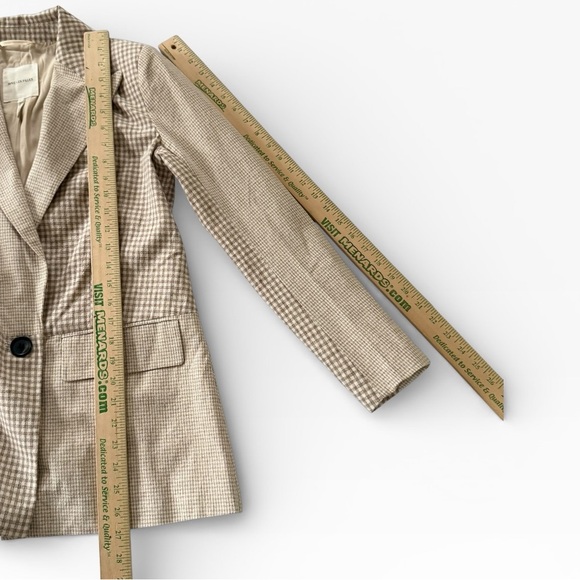Anthropologie Avec Les Filles checked patchwork blazer XS beige long sleeve - Picture 7 of 8